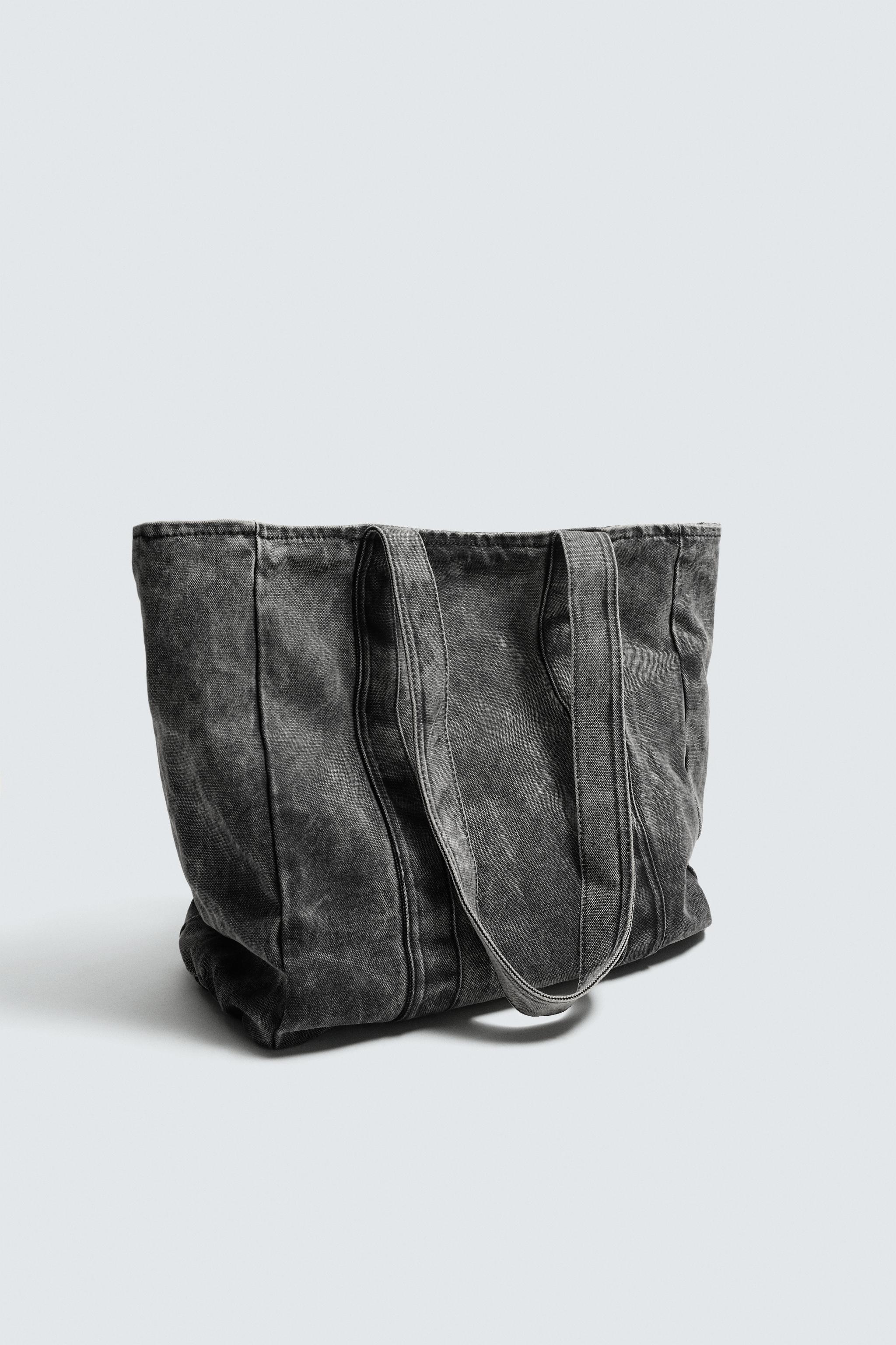 WASHED EFFECT DENIM SHOPPER BAG